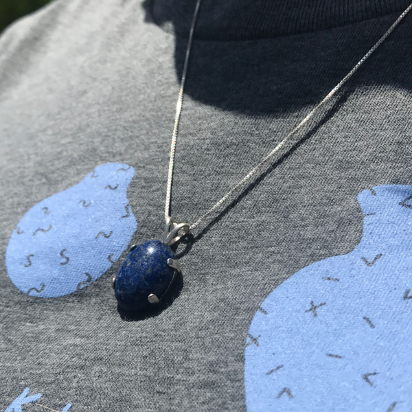 Silver Lapis Lazuli Gemstone Necklace - Image 3