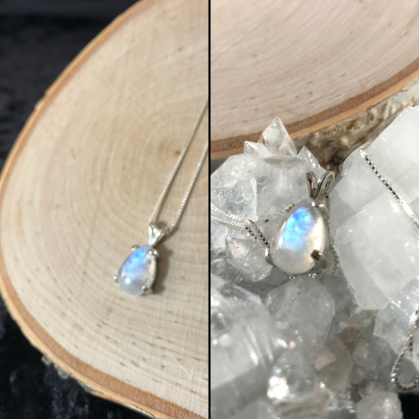 Delicate Rainbow Moonstone Gemstone Pendant - Image 9
