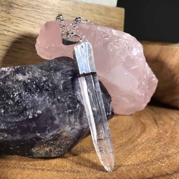 Raw Crystal Quartz Gemstone Necklace - Image 3