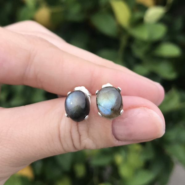 Dainty Labradorite Stud Earrings - Image 8