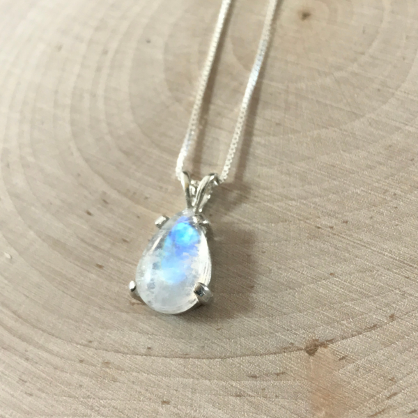 Delicate Rainbow Moonstone Gemstone Pendant - Image 2