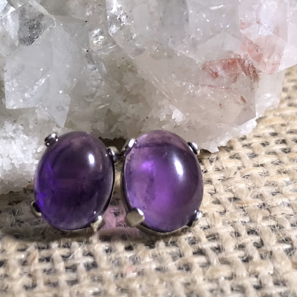 Delicate Stud Amethyst Earrings - Image 8
