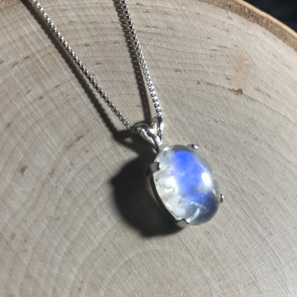 Minimalist Rainbow Moonstone Necklace - Image 2