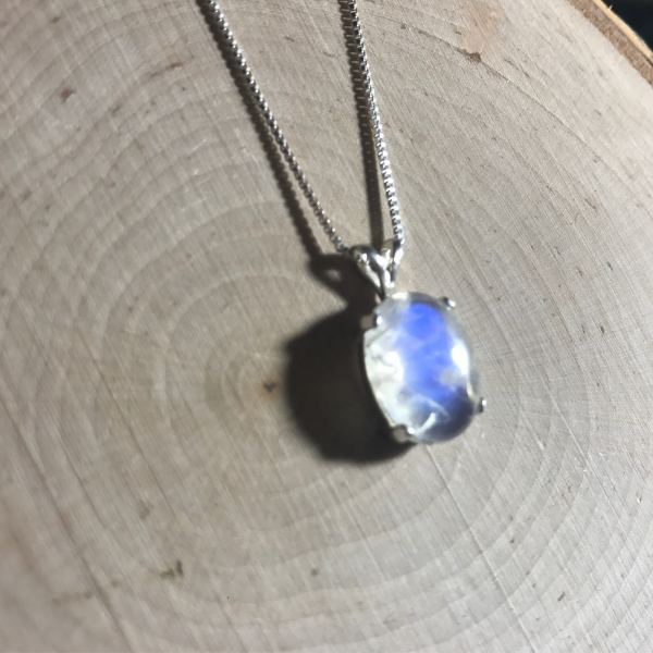 Minimalist Rainbow Moonstone Necklace - Image 3