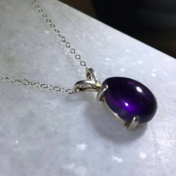 Teardrop Amethyst Gemstone Pendant - Image 2