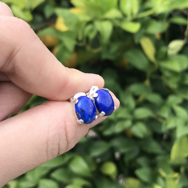 Dainty Stud Lapis Earrings