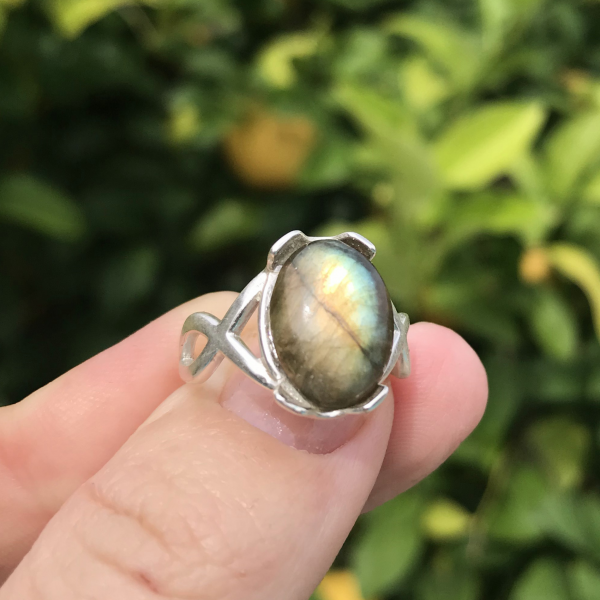 Simple Labradorite Gemstone Ring - Image 2