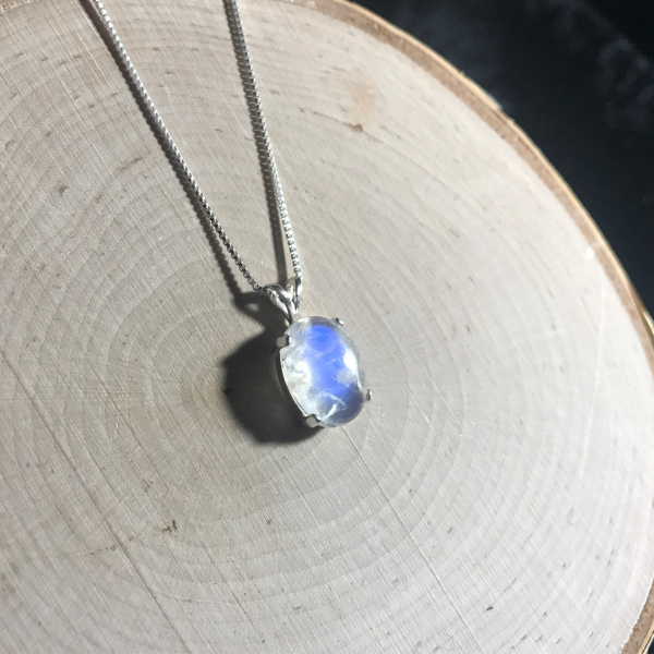 Minimalist Rainbow Moonstone Necklace - Image 4