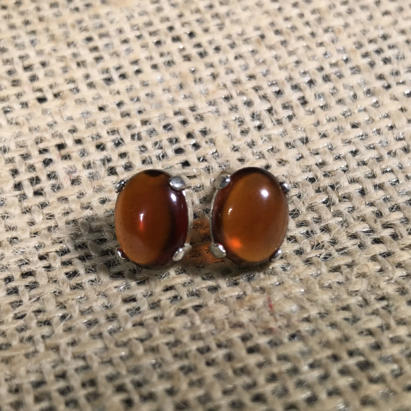 Delicate Hessonite Garnet Stud Earrings - Image 2