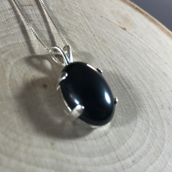 Minimalist Black Onyx Gemstone Necklace Pendant - Image 2