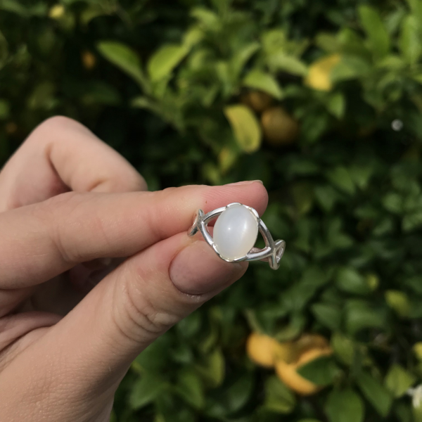 Dainty White Moonstone Gemstone Ring - Image 3