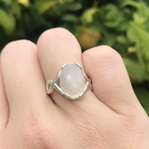 Simple White Moonstone Statement Ring - Image 3
