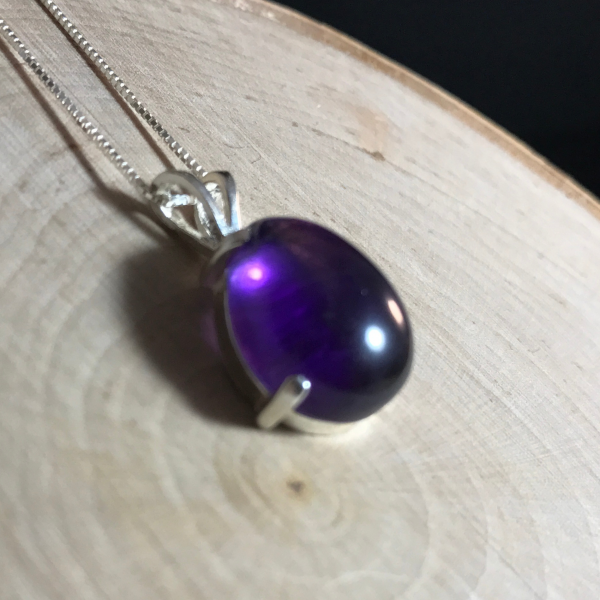 Teardrop Amethyst Gemstone Pendant - Image 3