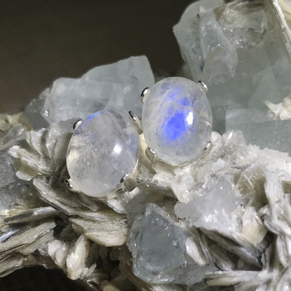 Rainbow Moonstone Stud Earrings - Image 3
