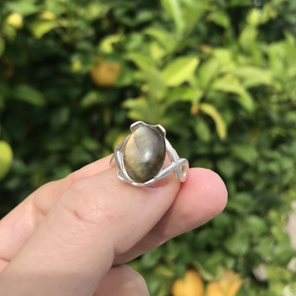 Simple Labradorite Gemstone Ring - Image 3