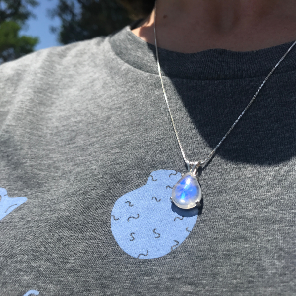 Sterling Silver Rainbow Moonstone Gemstone Pendant - Image 7