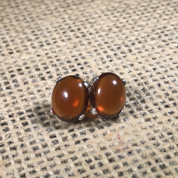 Delicate Hessonite Garnet Stud Earrings - Image 3