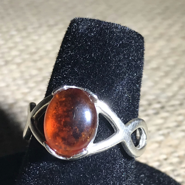Delicate Hessonite Garnet Gemstone Ring - Image 3