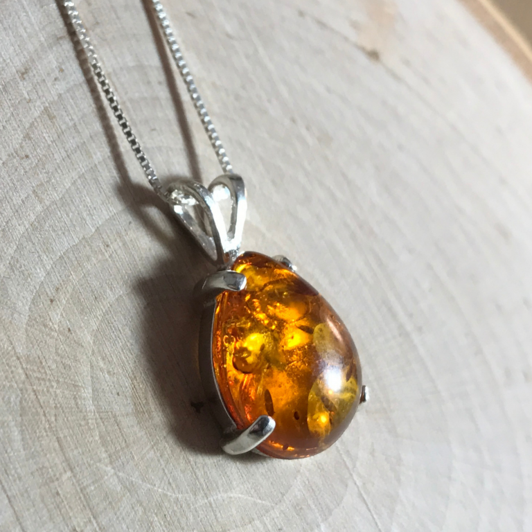 Baltic Sea Amber Gemstone Necklace with Sunstone & Moonstone main image 1