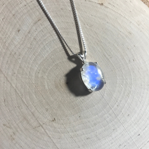Minimalist Rainbow Moonstone Necklace - Image 5