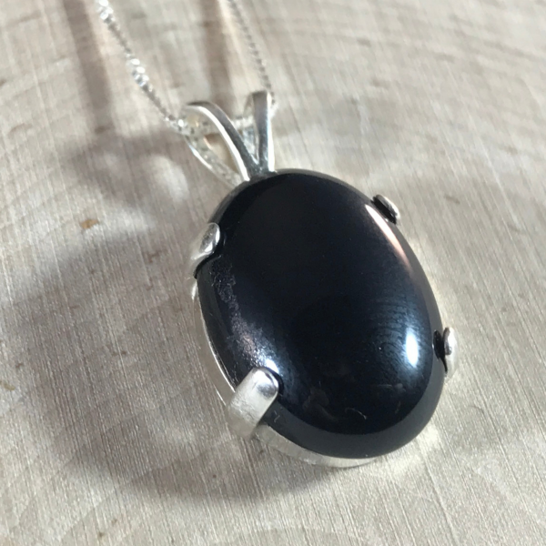 Minimalist Black Onyx Gemstone Necklace Pendant - Image 3