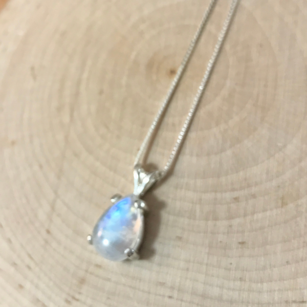 Delicate Rainbow Moonstone Gemstone Pendant - Image 7