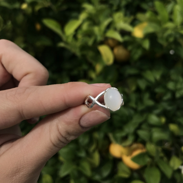 Dainty White Moonstone Gemstone Ring - Image 4