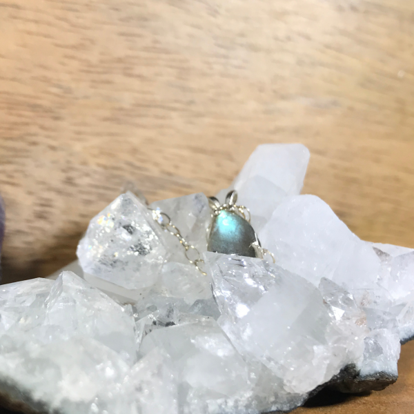 Delicate Teardrop Labradorite Pendant - Image 4