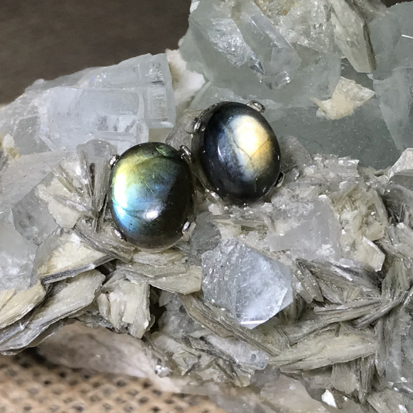 Dainty Labradorite Stud Earrings