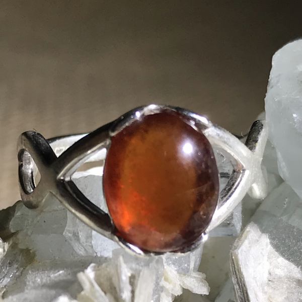 Delicate Hessonite Garnet Gemstone Ring - Image 4