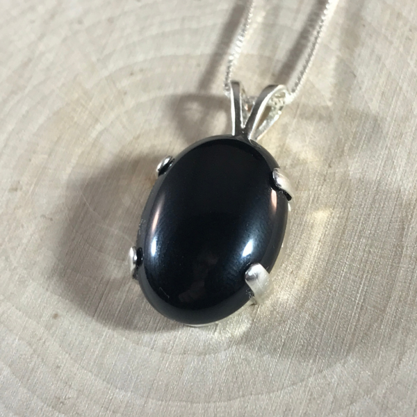 Minimalist Black Onyx Gemstone Necklace Pendant