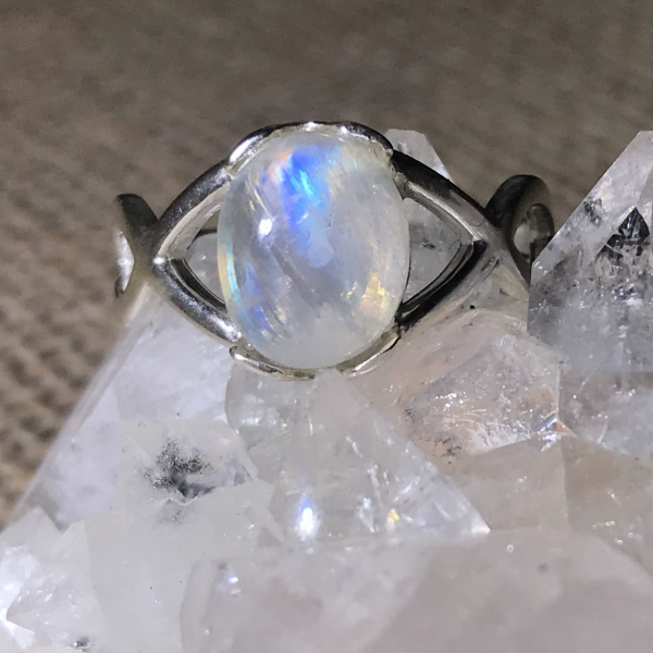 Delicate Rainbow Moonstone Ring - Image 4