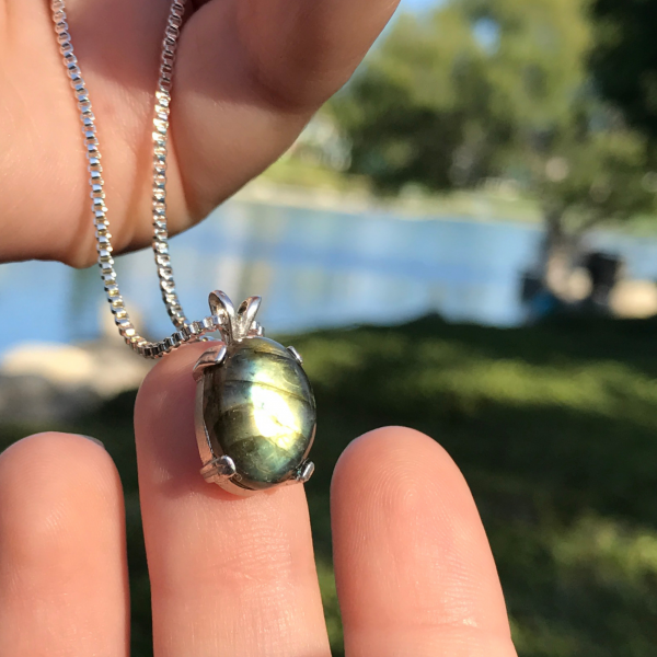 Minimalist Labradorite Gemstone Necklace - Image 5