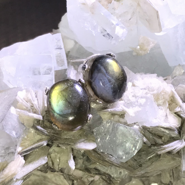 Dainty Labradorite Stud Earrings - Image 5