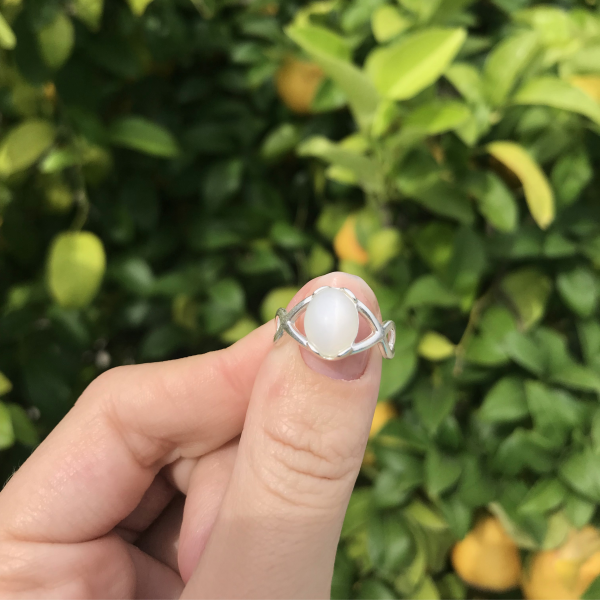 Dainty White Moonstone Gemstone Ring - Image 5