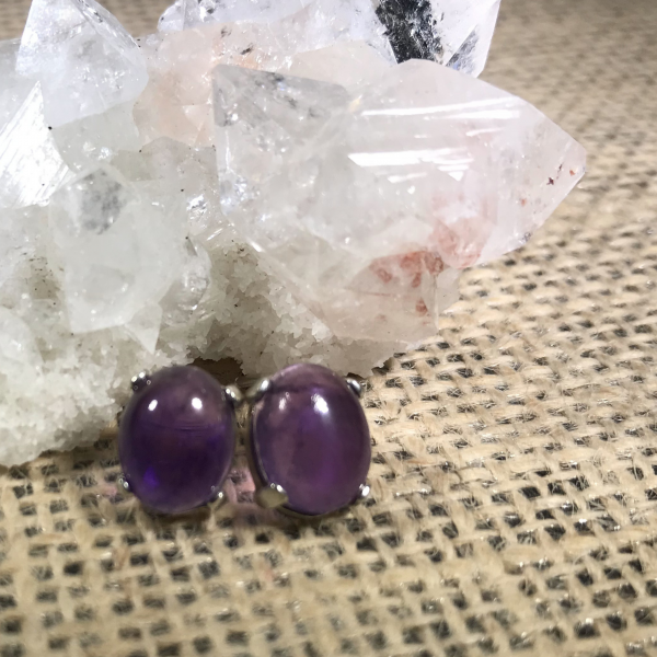 Delicate Stud Amethyst Earrings - Image 6