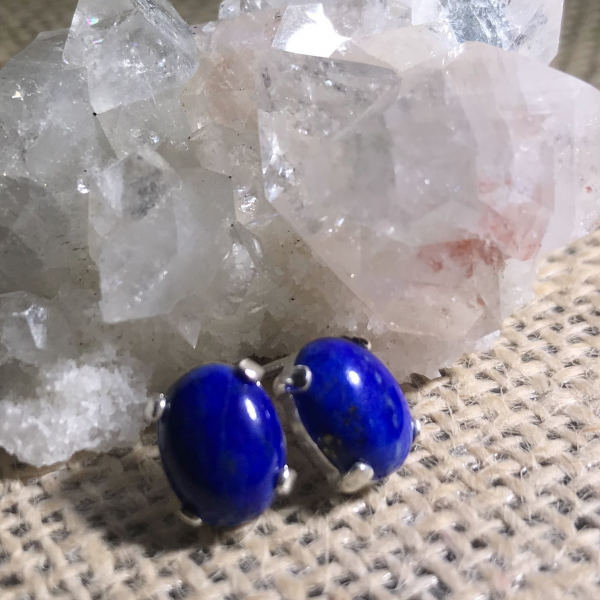 Dainty Stud Lapis Earrings - Image 6