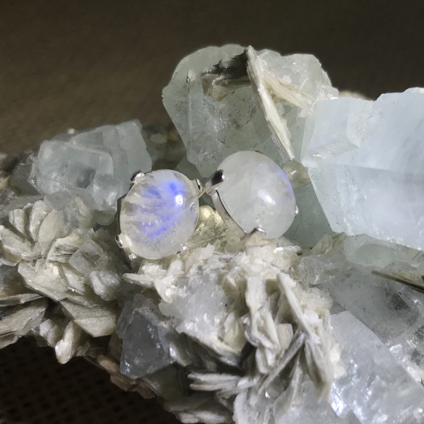 Rainbow Moonstone Stud Earrings - Image 6