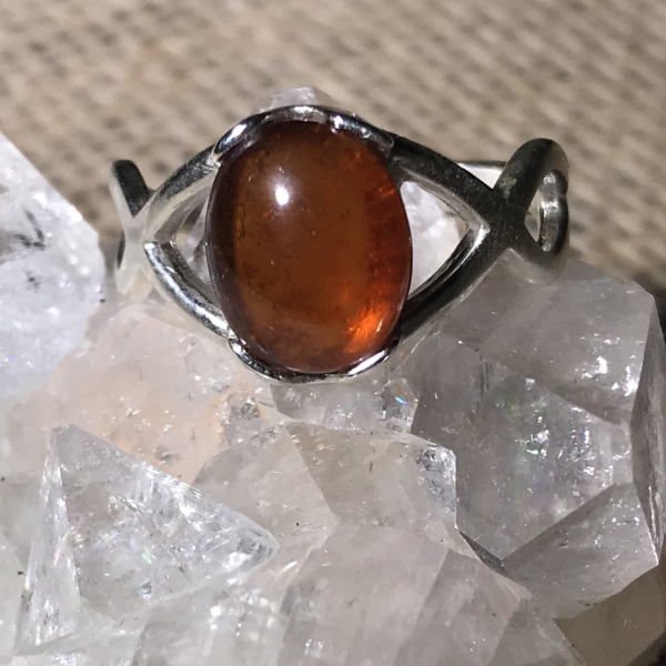 Delicate Hessonite Garnet Gemstone Ring