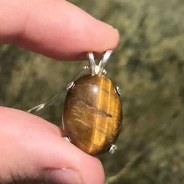 Minimalist Tiger Eye Gemstone Pendant