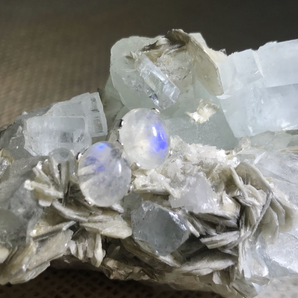 Rainbow Moonstone Stud Earrings - Image 7