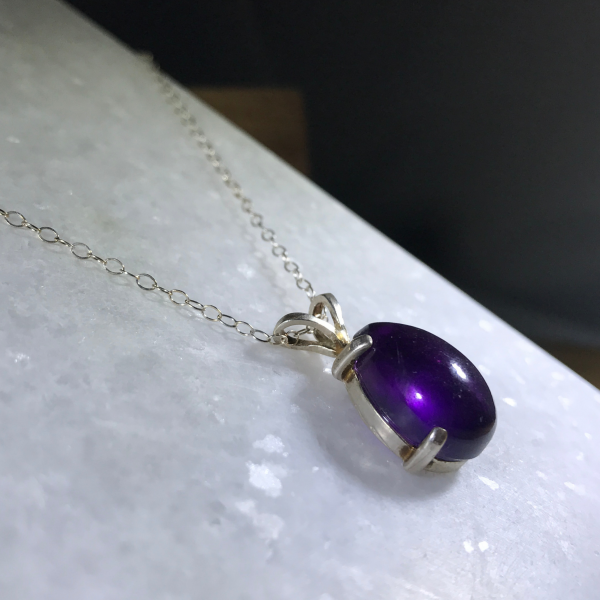Teardrop Amethyst Gemstone Pendant - Image 7