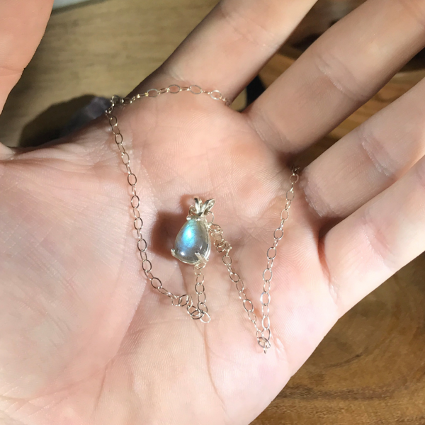 Delicate Teardrop Labradorite Pendant - Image 7