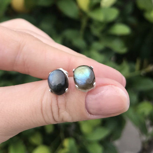Dainty Labradorite Stud Earrings - Image 7