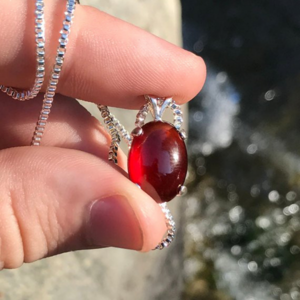 Minimalist Hessonite Garnet Gemstone Necklace - Image 6