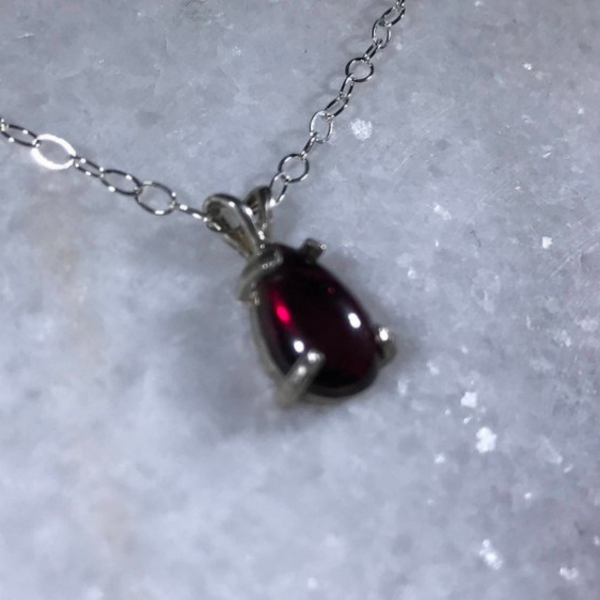 Delicate Teardrop Garnet Necklace - Image 2