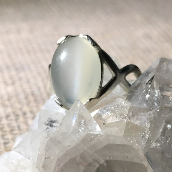 Simple White Moonstone Statement Ring - Image 7
