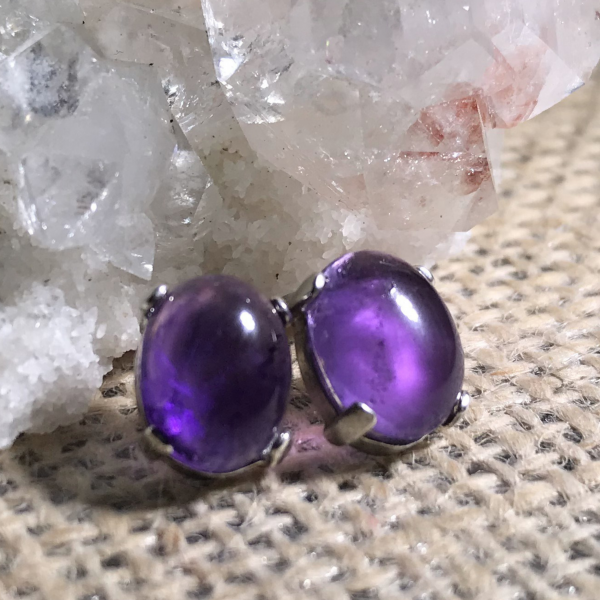 Delicate Stud Amethyst Earrings - Image 7
